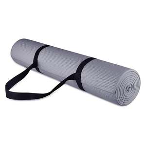 Tappetino Fitness Signature ad Alta Densità Antistrappo Multiuso con Cinghia, 6mm, Grigio, in Cotone - Product Image 2