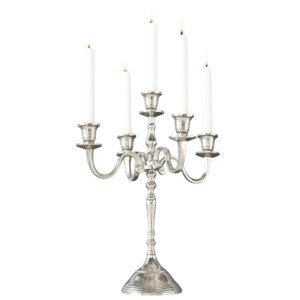 Chandelier de table décoratif classique à 5 bras en argent, candélabre en métal pour mariage, dîner et décoration intérieure - Product Image 1