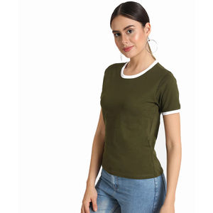 Pakistán venta al por mayor Camiseta de cuello redondo para mujer Color personalizado Casual patrón sólido Anti-Pilling transpirable secado rápido para damas - Product Image 1