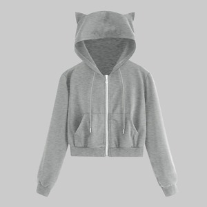 Wholesale 2025 High Quality Custom Women's 100% Cotton <b>Fleece</b> Cropped <b>Hoodie</b> Breathable Anti Pilling Embroidered Winter <b>Lined</b> - Product Image 2