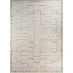 Alfombra de Lana Anudada a Mano Jaipur Rugs US Thyme Ivory con Patrón Geométrico para Decoración de Sala de Estar y Pasillo GS-43 - Product Image 1