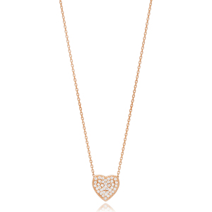 Colgante de Piedra de circón con diseño de corazón delicado, joyería de plata de ley 925 hecha a mano turca - Product Image 6