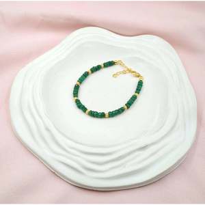 Handmade Emerald Corundum <b>Bracelet</b> 925 Sterling <b>Silver</b> Green Gemstone Chain Dainty May Birthstone Fine Jewelry making supply - Product Image 2