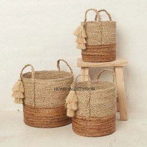 Set Of 2 Different Sizes and Color Superb Organization Basket Premium Quality Home and <b>Kitchen</b> Luxury <b>Storage</b> Basket <b>For</b> Sale - Product Image 2
