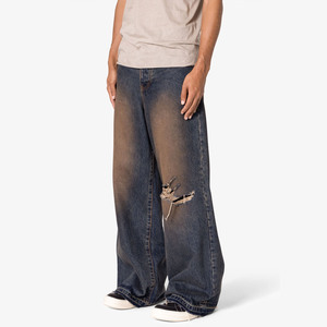 High Quality <b>Elastic</b> <b>Waist</b> Men's Distressed Sweatpants Latest Fashion Casual Style with Anti-Wrinkle Design Reasonable Price - Product Image 3