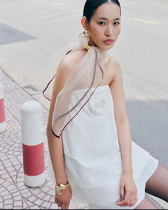 <b>White</b> Cup Bust <b>Mini</b> Dress with Flared <b>Skirt</b> The Perfect Mix of Classic and Modern Made in Vietnam - Product Image 3