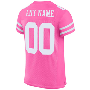 Nom et numéro de l'équipe personnalisés de couleur rose et blanche personnalisée Maillot de football américain Vêtements de sport personnalisés Maillot de sublimation en polyester - Product Image 4