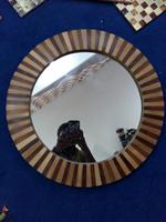 Miroir mural décoratif rond en bois massif avec incrustations de os, fait main, épaisseur 10 mm, artisanat de qualité supérieure, Galore India, vente en gros