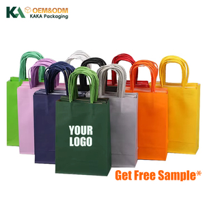 Sac de shopping en papier kraft écologique avec logo personnalisé KAKA, avec poignées torsadées, sac d'emballage cadeau recyclable coloré - Product Image 1