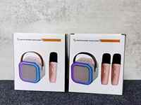Enceinte portable K12 avec deux microphones sans fil, bande lumineuse RGB, son puissant et clair, lecteur audio pour la maison et l'extérieur