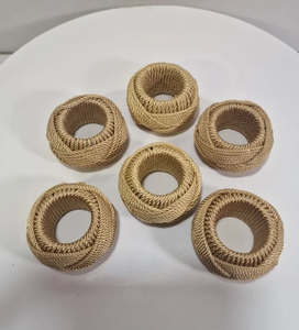 Rond de serviette vintage en corde, lot de 6, C5te - Product Image 4