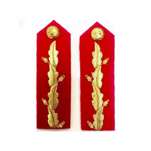 Customized <b>Gold</b> Bullion Embroidered Gorget Collar Badge for Service Uniform with Red fabric and Golden embroidery - Product Image 5