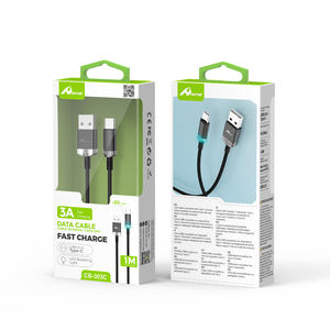 Cable tipo C de 1M de carga rápida 3A de alta calidad, cobre puro de 1M para dispositivos Android, impresoras, escáneres, bancos de energía, Color negro - Product Image 1