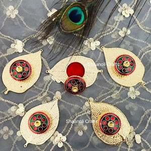 โลหะทองเหลืองชุบทองงานทำมือโลหะ Pooja Thali Chopda สำหรับใช้ในวัดและอินเดียของขวัญคืนบ้าน Thali ที่ดีที่สุดสำหรับงานแต่งงาน - Product Image 1