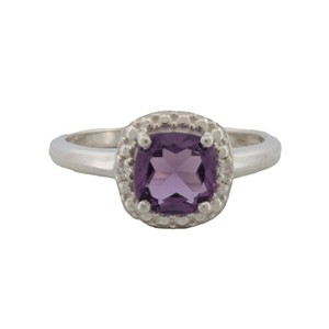 925 Sterling Silver Classic Natural Amethyst <b>Cushion</b> Shape Prong Setting <b>Ring</b> for <b>Wedding</b> Party Trendy Fashionable Unisex - Product Image 4
