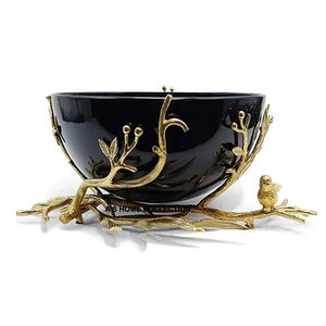 Cuenco dorado único hecho a mano de acero inoxidable con flor de latón decorativa, cuenco de forma redonda para bodas, decoración del hogar - Product Image 6