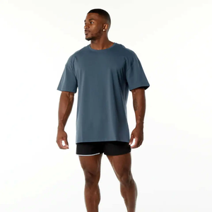 T-shirts surdimensionnés pour hommes en coton de couleur unie à manches courtes, décontractés, amples, de grande qualité, personnalisés avec le meilleur design - Product Image 4