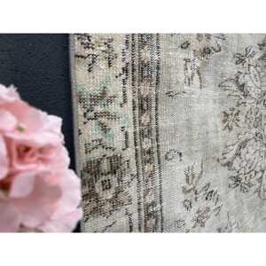 พรมวินเทจขนาด 5.4x9.1 ฟุต พรมตุรกีขนาดใหญ่ สีเบจ-น้ำตาล ลายต้นไม้และพืช พรมขนสัตว์ - Product Image 4