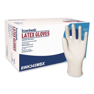 Gants en latex jetables Boardwalk, sans poudre, usage général, naturels, 4,4 mil, 100 par boîte, taille moyenne 12 pouces - Product Image 1
