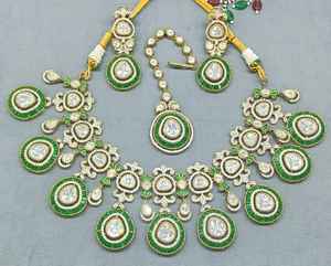 Moda de moda Mehandi CZ Mossinaite Kundan Collar SKU AN 298 BG/ - Product Image 1