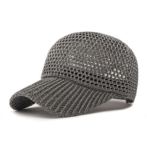 <b>Summer</b> New Solid Color Hollow Mesh Breathable Thin 100% Polyester 6-Panel Outdoor Sunshade Fishing Baseball Caps for Men <b>Women</b> - Product Image 5