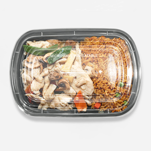 Contenitori rettangolari per alimenti da 28 once in plastica PP nera, adatti al microonde, con coperchi. - Product Image 5