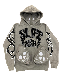 Premium personnalisé 100% coton hommes hiver polaire luxe Streetwear graphique en détresse broderie masqué Tasche sweats à capuche surdimensionnés - Product Image 5