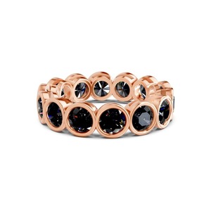 Anillo de Eternidad Redondo con Bisel Negro, Diamante Cultivado en Laboratorio de 1.00 Ct Tw, Oro Sólido de 14K, Color Negro, Claridad VS, 20 Diamantes, Contraste Dramático - Product Image 2
