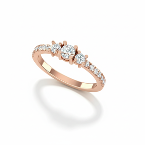 Elegant Certified Three <b>Stone</b> Round Diamond Ring For Women's - Product Image 3