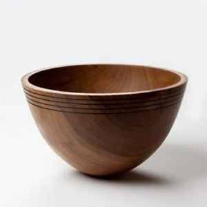 Tazón para servir de madera de mango natural maciza, hecho a mano, con forma redonda profunda y textura de grano rica, ideal como centro de mesa. - Product Image 5