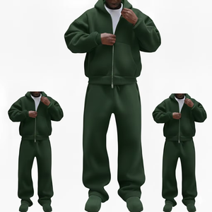 Conjunto de Dos Piezas con Logotipo Personalizado, Sudadera con Capucha y Cremallera, Gruesa, Transpirable, de Invierno, Pantalones Deportivos Anchos, Unisex - Product Image 1