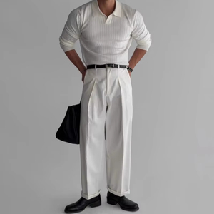 Smart Casual Men's para Polos Tallas grandes Tejido de punto transpirable con logotipo bordado Cómodo estampado Patrón sólido - Product Image 4