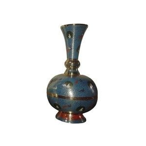 Vase à fleurs en laiton avec gravure multicolore peinture rouge or fini pour la décoration de table Vase à fleurs de haute qualité - Product Image 5