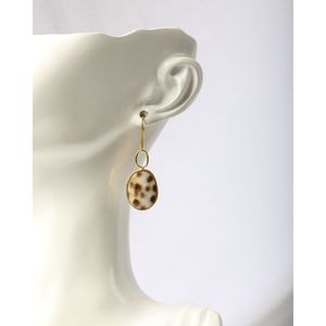 Tiger Cowrie Drop Earrings-Gold Plated Zinc Alloy with Quartz Pearl & Amethyst - Product Image 4