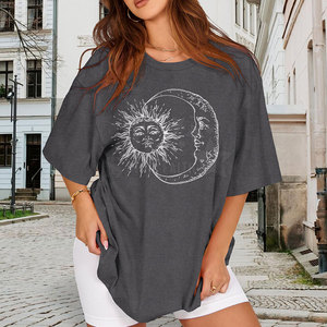 Camiseta Oversize para Mujer, Mezcla de Algodón, Holgada, Transpirable, Ligera, de Manga Corta, Diseño Liso, Estilo Moderno, Informal, para Uso Diario - Product Image 6