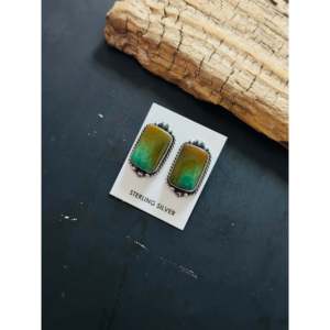 Elouise Kee Royston Turquoise & Sterling Silver Stud <b>Earrings</b> Bezel Setting <b>Post</b> <b>Earring</b> - Product Image 2