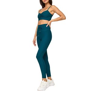 Pantalones de Yoga de cintura alta elásticos cómodos finos Fitness Leggings tela de punto transpirable para ejercicio de verano - Product Image 3