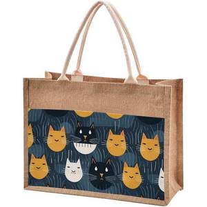 Women's Beach Hand Tote Laminated Grocery Jute <b>Bag</b> With Custom Logo Packaging <b>Bags</b> for Small Business - Product Image 5