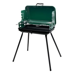 Boîte de charbon de bois pour barbecue de 30 à 49 pièces avec grille verte 39099 pour le camping - Product Image 1