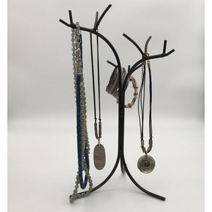 Porte-collier et support de bracelet en fer forgé organisateur de bijoux avec crochets, porte-boucles d'oreilles, support d'ornement, - Product Image 5