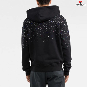 เสื้อฮู้ดดี้ปักโลโก้แบบใหม่ ประดับคริสตัล สำหรับฤดูหนาว ผ้าฝ้าย 100% ขายส่งสำหรับผู้ชาย - Product Image 2