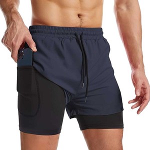 Short de course athlétique pour homme avec doublure Short d'entraînement ultra léger 5 "/ 7" Short de course bleu marine noir - Product Image 3