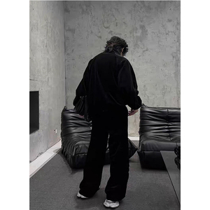 Ensemble de survêtement d'hiver pour hommes en velours avec fermeture éclair, pantalon large à jambes longues, deux pièces, sweat-shirts, survêtements - Product Image 5