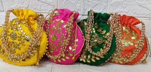 Bolsas de Gota Patti Potli indias hechas a mano bordadas espejo trabajo Festival regalo bolsa para mujeres Diwali Navratri Karwa Chauth favores - Product Image 5