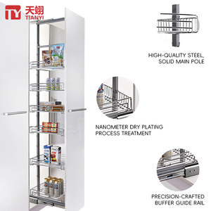 Meuble de rangement <span class=keywords><strong>coulissant</strong></span> moderne à 6 niveaux pour garde-manger, en acier chromé robuste, avec paniers de rangement coulissants pour <span class=keywords><strong>cuisine</strong></span> - Product Image 2