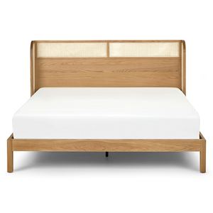 Cadre de lit en teck massif, durable, écologique, moderne et minimaliste, couleur naturelle, pour chambre à coucher, modèle 210105 - Product Image 1