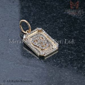 Colgante de diamante pavé, joyería de calavera de oro amarillo de 14k, colgante de oro cortado de Banguette, venta al por mayor - Product Image 3