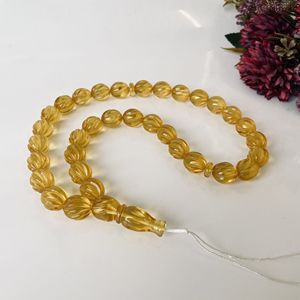 ลูกปัดขัดเงาสีอำพันธรรมชาติสีคอนยัคบอลติกสีเหลืองอำพันมิสบาฮาลูกปัดมะกอก - Product Image 3
