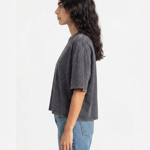 Wholesale High Quality <b>Women</b> Cropped Vintage Boxy Casual T-<b>Shirts</b> Summer Appliques Custom Logo 100% Cotton - Product Image 6