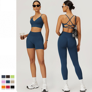 Conjunto Deportivo de 2 Piezas para Mujer, Personalizado, con Leggings y Sujetador Deportivo, Color Sólido, Tejido Transpirable y Ecológico, Opciones de Cintura Delantera, Secado Rápido - Product Image 2